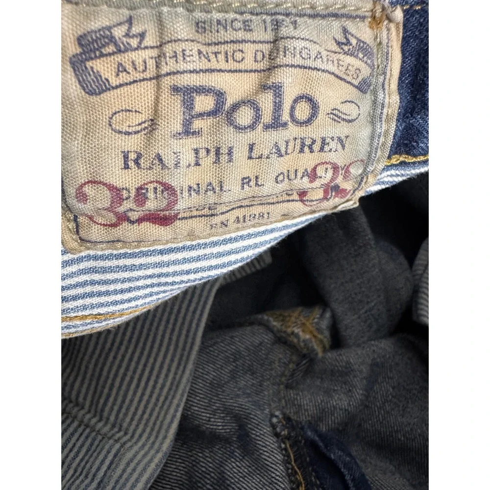 Polo Ralph Lauren Sullivan Slim Mens 32x32 Distressed Straight Leg Jeans Patch